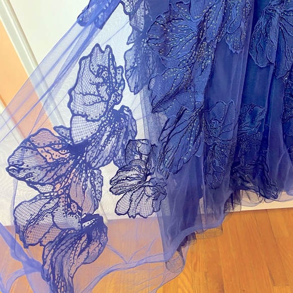 Gown with detached scarf , gorgeous color, lace over mesh - Picture 4 of 8